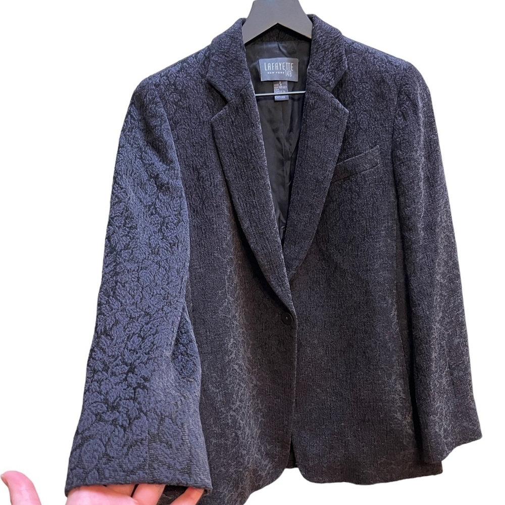 Lafayette 148 One Button Closure Textured Velvet … - image 2